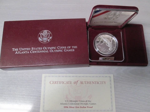 1996 Olympic High Jump Proof Silver Dollar Commemorative Coin Cover
