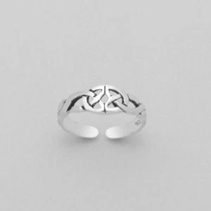 TJS 925 Sterling Silver Tribal Celtic Design Toe Ring Adjustable Body Jewellery - Picture 1 of 1