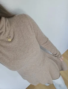 Ca'Vagan 100%Pure Cashmere Tunic Jumper Knit Size S 8 M 10 Brown Beige Asymetric - Picture 1 of 18