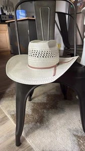 American Straw Cowboy Hat 6 7/8 - Picture 1 of 6