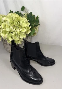 Botas Russell & Bromley Mujer Talla 39 EU Cuero Negro Brogue Hechas ITALIA Chelsea - Imagen 1 de 11