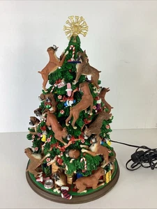 Danbury Mint Boxer Dog Christmas Tree Lights Up W/Star Broken Ear/Star - Picture 1 of 10
