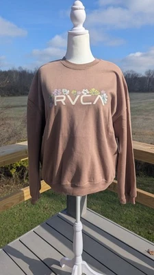 RVCA Sundown Crew Sweatshirt NWT Large Tan Brown Women's - Image 1 of 4