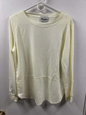 Blusa campesina de manga larga blanca bohemia con ojales de encaje talla L Wrangler para mujer Foto 1 de 4