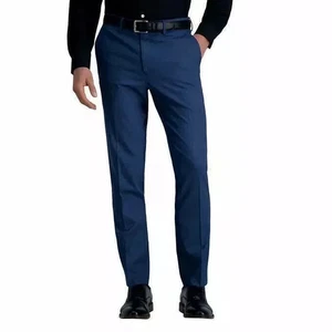 Haggar Mens Comfort Performance Stretch Dress Pants, Blue, 42x34 - Picture 1 of 5