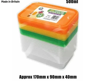 Food Containers with Lids Plastic Clear Food Containers  Takeaway 500ml Boxes - Picture 1 of 8