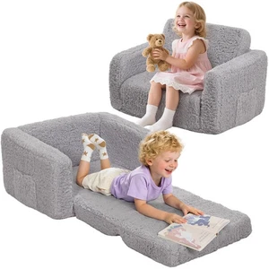 2 In 1 Children Cartoon Lazy Sofa Chair Bed Foldable Kids Sofa Backrest Armchair - Picture 1 of 14