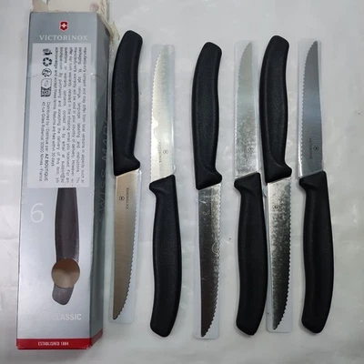 Victorinox 6.7233.6 Cuchillo Suizo Clásico para Carne, 4 1/2" de Largo, Juego de 6, NUEVO Foto 1 de 3