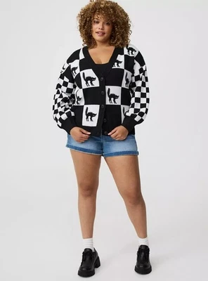 Cárdigan Suéter TORRID Halloween Gato Negro Nuevo con Etiquetas Nuevo 2X Foto 1 de 4