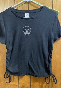 Juniors no boundaries ruched tee black skull bling XXL (19) - Picture 1 of 3