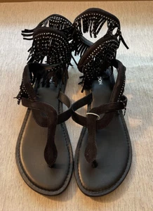 Sandalias negras con flecos Fusion talla 40 - Imagen 1 de 8