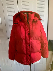BCBGeneration Women’s Red Eco-Friendly Fill Hooded Puffer Jacket Size L - Picture 1 of 5