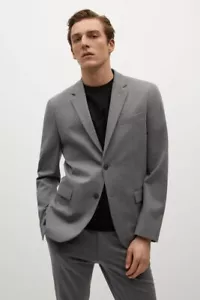 MANGO MAN Grey Fitted Blazer Jacket Chest Size 38" (WB1 -3) - Picture 1 of 3