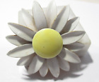 Sandor White And Yellow Enamel Daisy Flower Brooch Pin