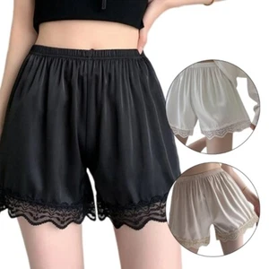 Women Lace Half Slip Shorts Underpants Satins Wide Leg Loose Pettipants - Picture 1 of 17