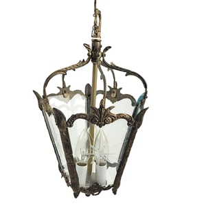 Colgante de techo barroco vintage de latón España 5 estrellas corte panel luz - Imagen 1 de 6