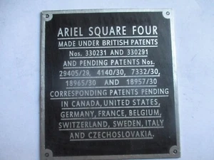 Ariel square four Motor Schild Typenschild data plate s85 alu - Bild 1 von 1