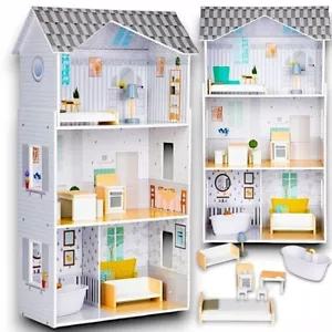 PREMIUM Puppenhaus aus Holz Groß XXL Villa Möbel für Kinder Weihnachts geschenk - Bild 1 von 9