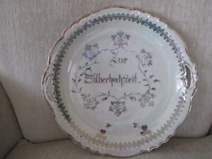 VINTAGE Bavarian 25th Anniversary China Plate-- Zur Silberhochzeit--with handles - Picture 1 of 10