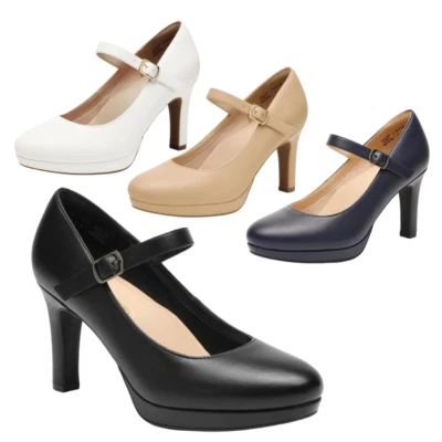 Women Ankle Strap Round Toe Stilettos High Heel Mary Jane Dress Pump Shoes - Image 1 of 4
