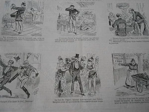 Vignette Caricature 1887 - M. Dumas oublié la vente des Moules Salade Japonaise - Picture 1 of 2