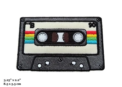 Vintage Cassette Tape 90's Rainbow Music Embroidered Iron On Patch