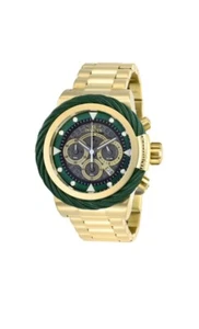Invicta Bolt 27804 Orologio Cronografo Da Uomo Verde Lunetta Cavo Tono Oro - Foto 1 di 4