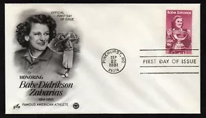 USA, SCOTT # 1932, ARTCRAFT PCS FDC COVER 1981 ATHLETE BABE DIDRIKSON ZAHARIAS - Picture 1 of 1