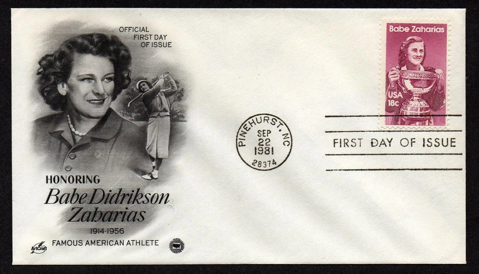 USA, SCOTT # 1932, ARTCRAFT PCS FDC COVER 1981 ATHLETE BABE DIDRIKSON ZAHARIAS - Image 1 of 1