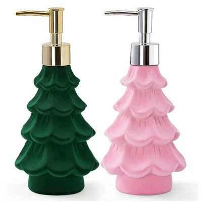 Dispensador de Sabonete de Natal, Resina Verde e Rosa Árvore de Natal de Férias Mão Di... - Imagem 1 de 4