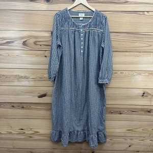 Abito da notte vintage Amanda Stewart in flanella XL 100% cotone cottage verde fumè B141 - Foto 1 di 11