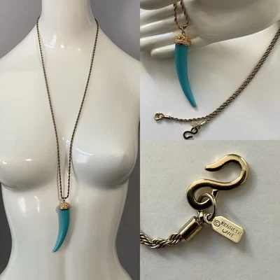 Collar Colgante Kenneth J Lane Turquesa Lucita Colmillo Cuerno Foto 1 de 4