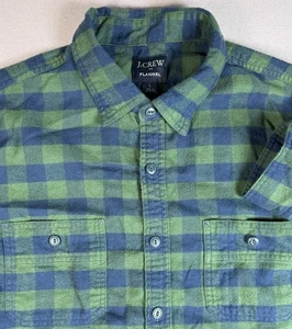 Camisa J Crew Para Hombre Talla Grande Franela Botón Algodón Verde - Imagen 1 de 6