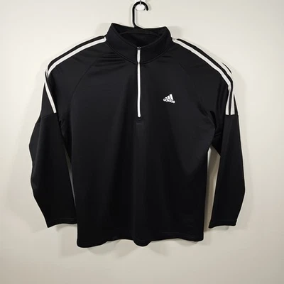 Pullover Adidas Para Hombres XL Golf Terry Francés 1/4 Cremallera Negro Blanco UPF 50 Ropa Activa Foto 1 de 4