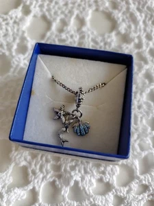Sterling Silver Mermaid Charm With Silver Necklace - Picture 1 of 4