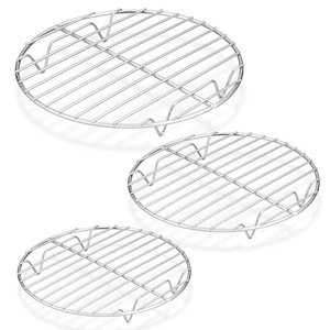 Round Cooking Rack 3 Pcs Stainless Steel Baking Cooling Steaming Grilling Ra - Picture 1 of 7