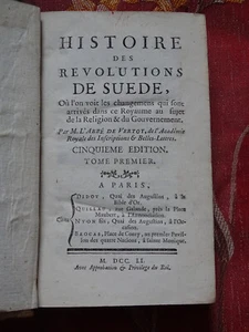 Histoire des Révolutions de Suède, T. 1 DE VERTOT 1702 Chez Didot - Picture 1 of 3