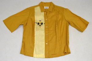 Vintage Bowling Shirt Nat Nast Size 40 60s Golden Wheat Totem Embroidery Rayon - Picture 1 of 10