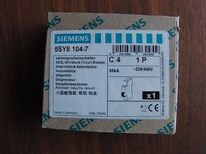 2 Stück,  5SY8 104-7 Leistungsschutzschalter C4  50kA ~230/400V - Bild 1 von 3