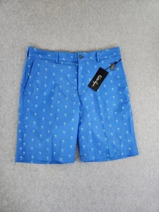 Walter Hagen Men Flat Front Performance 11 Golf Shorts Blue Palms SZ 35 MSRP $70 - Picture 1 of 9