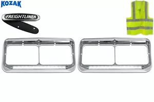 Biseles de faros cromados para camión de 12"" tira LED blanca Freightliner FLD Classic XL - Imagen 1 de 9