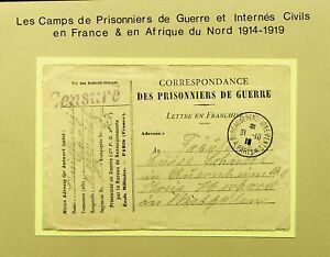 COUVERTURE DE CENSURE DE PRISONNIERS DE GUERRE SEPHIL FRANCE & AFRIQUE 1918 WWI EN ALLEMAGNE