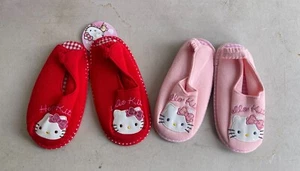 Hello Kitty Sanrio Pink And Red Lot Of 2 Slip On Baby Slippers Size Large 13.5 - Picture 1 of 9
