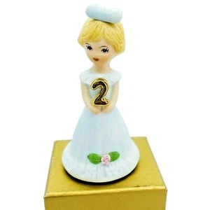 Enesco Growing Up Birthday Girls 2yrs Ceramic Figurine Cake Topper 1961 3" tall - Picture 1 of 6