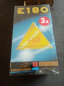 BLISTER new lot 3 VHS TAPE E-180 VIDEOCASSETTE 3 heures vidéo cassette k7 - Photo 1/3