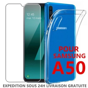 pour Samsung GALAXY A50 COQUE HOUSSE+ VITRE EN VERRE TREMPE PROTECTION FILM A50 - Photo 1/13