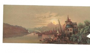 River Town Mountains Boats No Advertising Vict Card c1880s