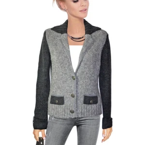 Cárdigan EDEL Bouclé punto blazer cardigan botones gris NUEVO talla 38 cl.40 - Imagen 1 de 4