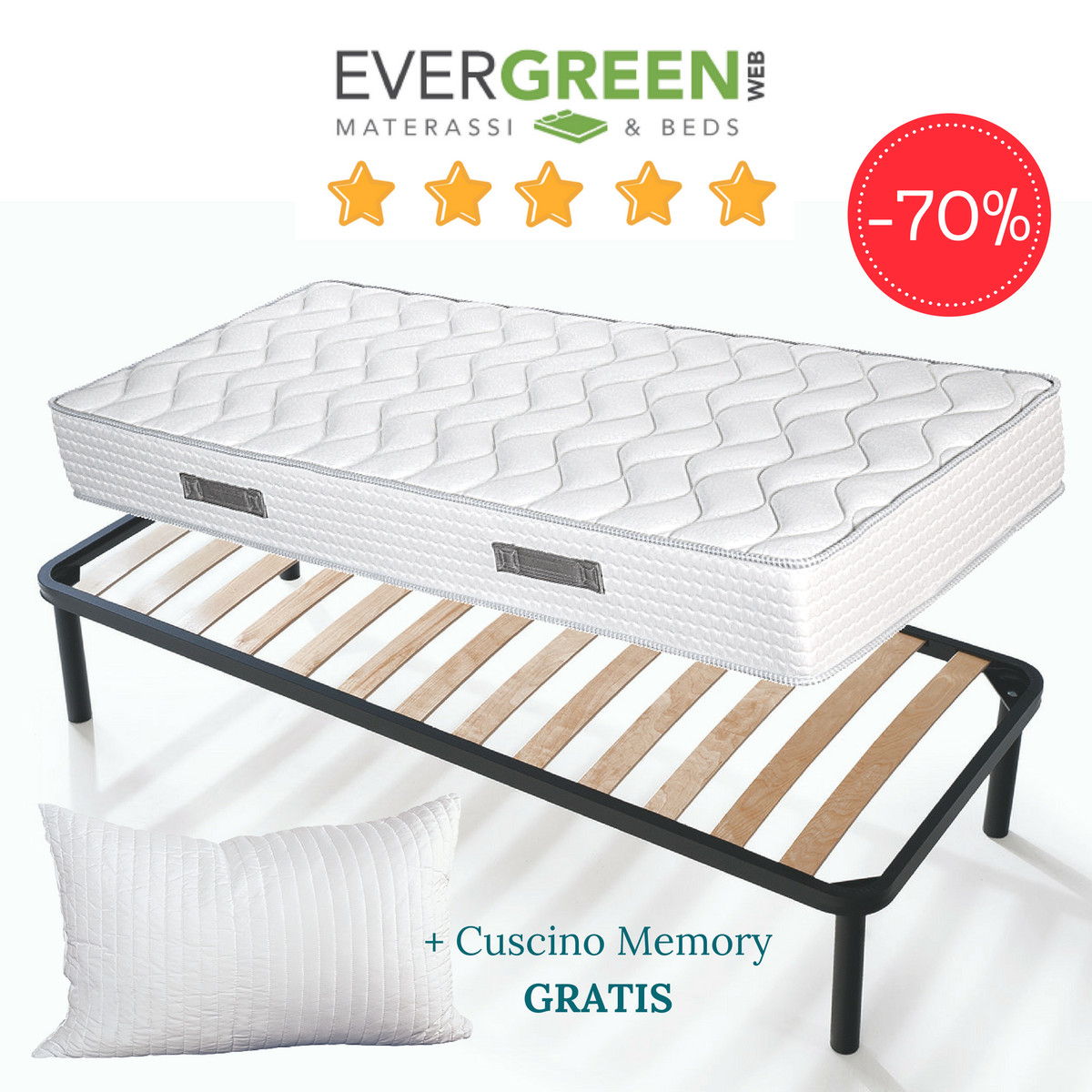 MATERASSO MATRIMONIALE MEMORY ORTOPEDICO COTONE - Foto 5