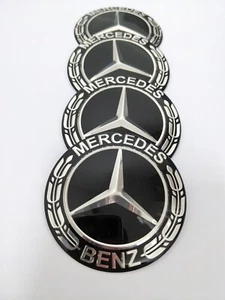 4 Stück 65 mm Auto Felgendeckel Aufkleber Felgenaufkleber für Mercedes Benz AMG Badge Schwarz - Bild 1 von 3